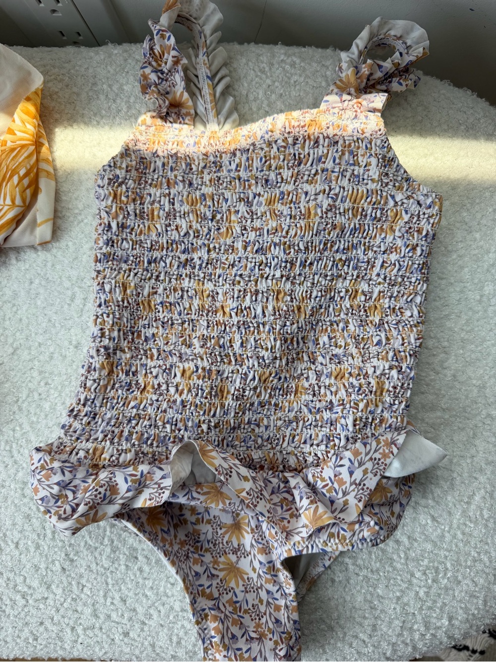 Zara kids Floral Ruffled One-Piece Swimsuit in Lavender and Mustard